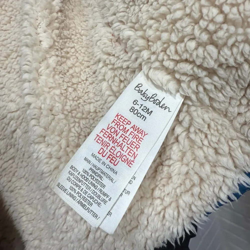 Baby‎ Boden Teddy Bear Padded Coat Winter Jacket Blue 6-12 Mo Water Resistant